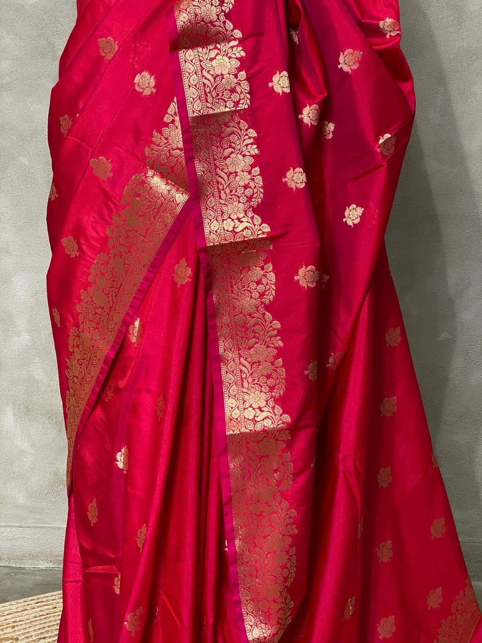 Dark maroon red Banarasi silk saree - PBSF