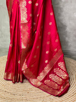 Dark maroon red Banarasi silk saree - PBSF