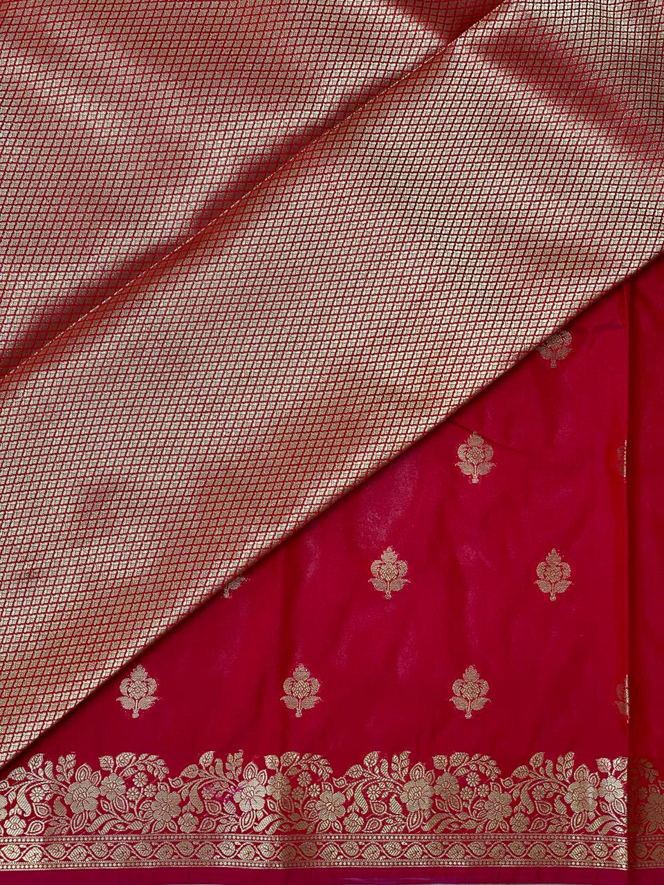 Dark maroon red Banarasi silk saree - PBSF