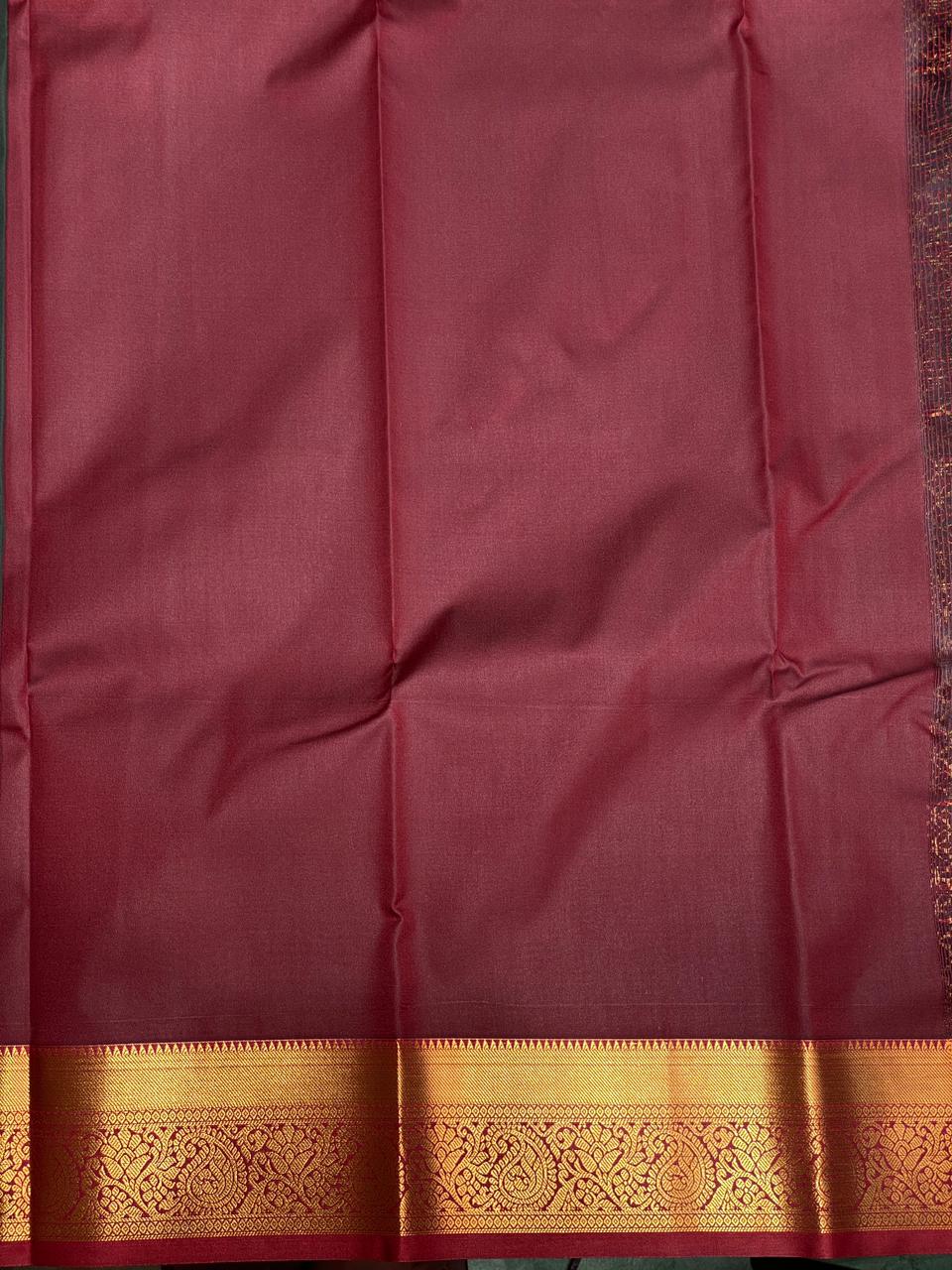 Dark green and maroon Kanchipuram Silk saree - PPSILKX