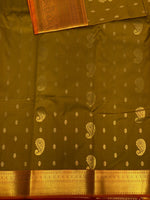 Yellowish olive green Kanchipuram Silk saree - PPSILKT