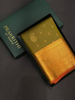 olive green and maroon Kanchipuram Silk saree - PPSILKU