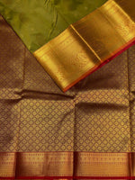 olive green and maroon Kanchipuram Silk saree - PPSILKU