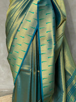 Peacock Green Tissue Kanchipuram saree - PTISSUE1