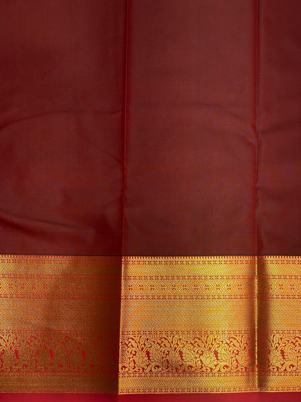 Dark green and maroon Kanchipuram Silk saree - PPSILKa