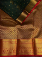 Dark green and maroon Kanchipuram Silk saree - PPSILKa