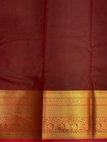 Dark green and maroon Kanchipuram Silk saree - PPSILKa