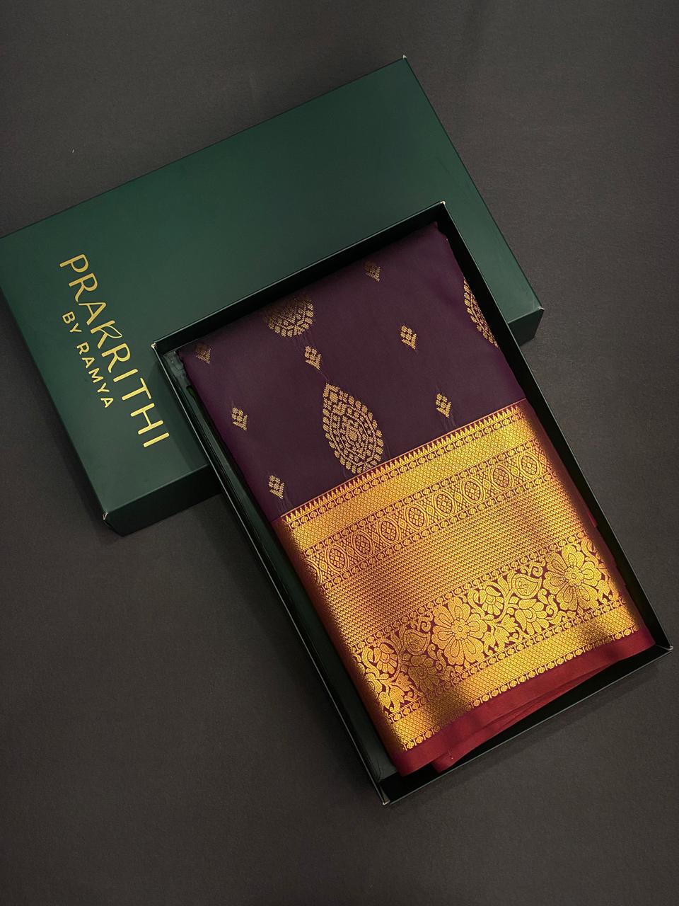 Dark wine and maroon Kanchipuram Silk saree - PPSILKb