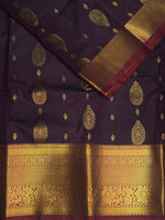 Dark wine and maroon Kanchipuram Silk saree - PPSILKb