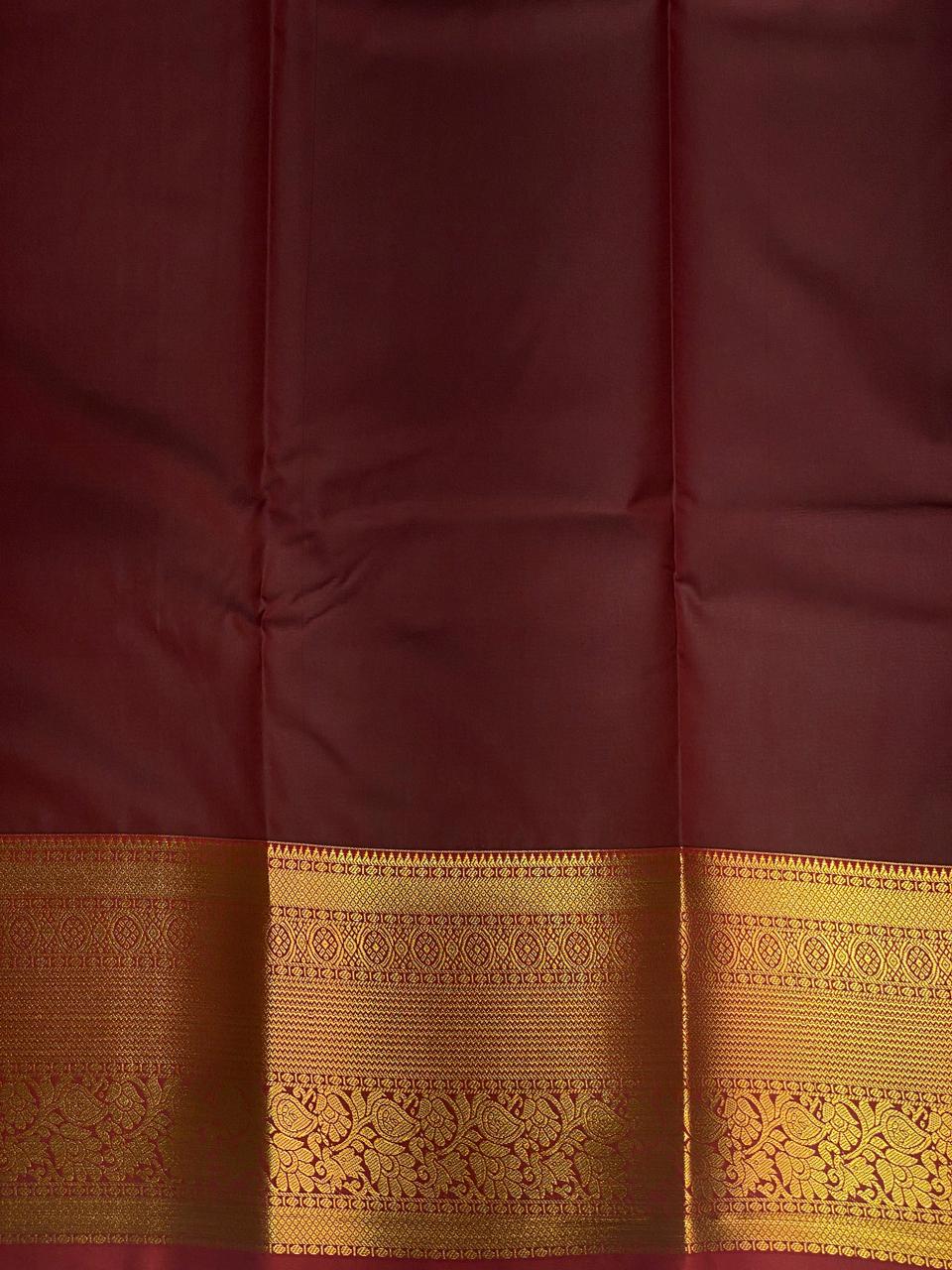 Dark wine and maroon Kanchipuram Silk saree - PPSILKb