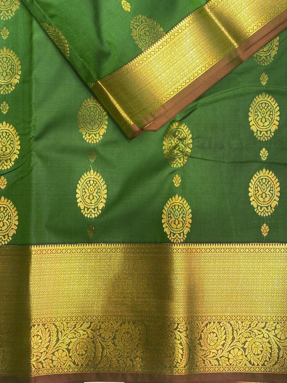 Parrot green and maroon Kanchipuram Silk saree - PPSILKc