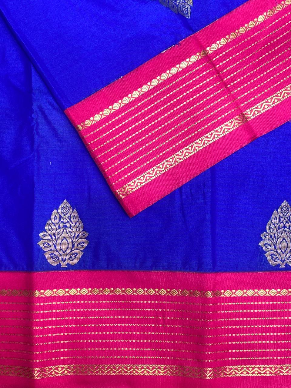 Royal blue and rani pinkKanchipuram Silk saree - PPSILKg