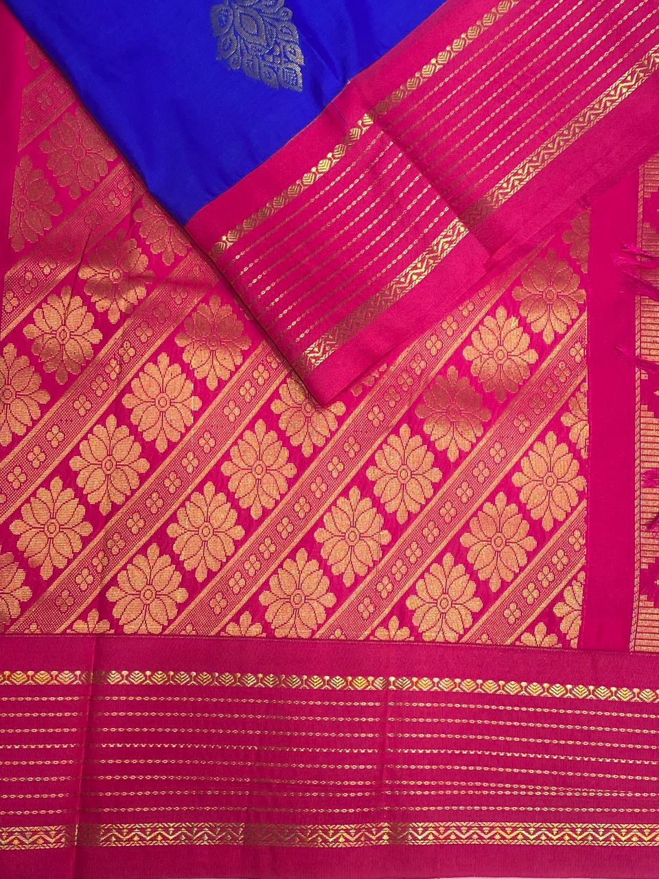 Royal blue and rani pinkKanchipuram Silk saree - PPSILKg