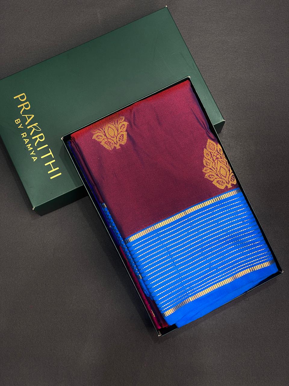 Maroon and blueKanchipuram Silk saree - PPSILKh