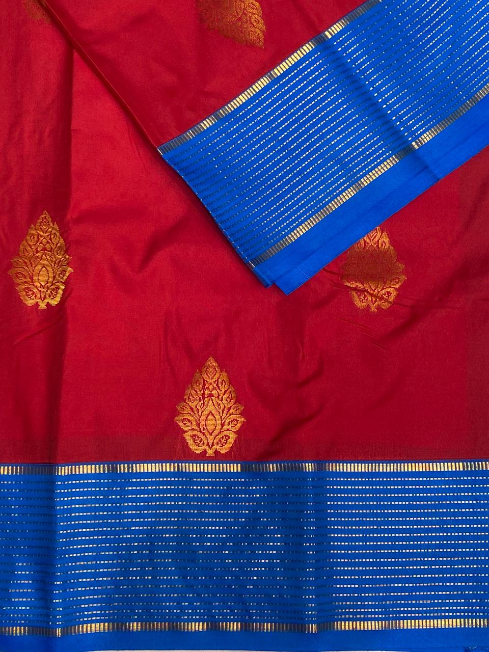 Red and blueKanchipuram Silk saree - PPSILKi