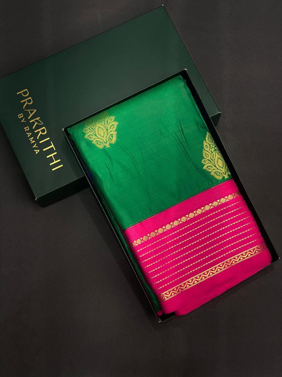 Parrot green and blueKanchipuram Silk saree - PPSILKj