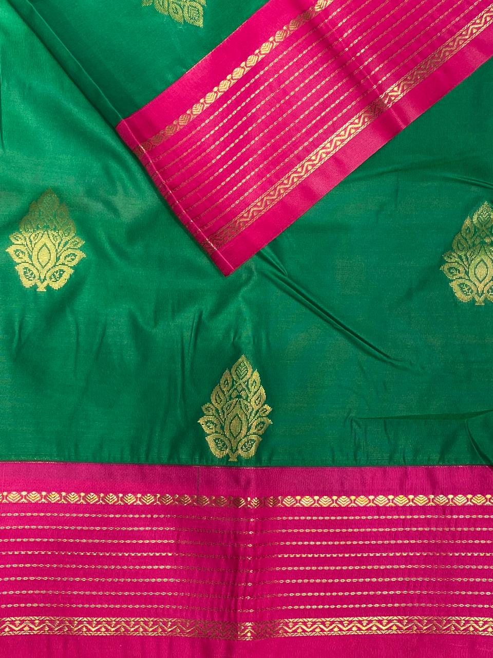 Parrot green and blueKanchipuram Silk saree - PPSILKj