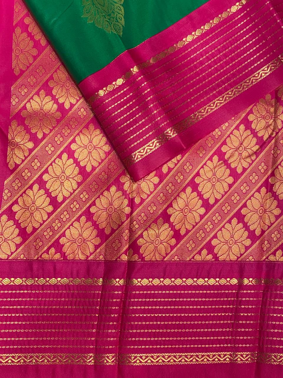 Parrot green and blueKanchipuram Silk saree - PPSILKj