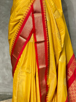 Yellow and red traditional kanchi silk saree - PSSYR
