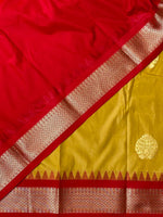 Yellow and red traditional kanchi silk saree - PSSYR