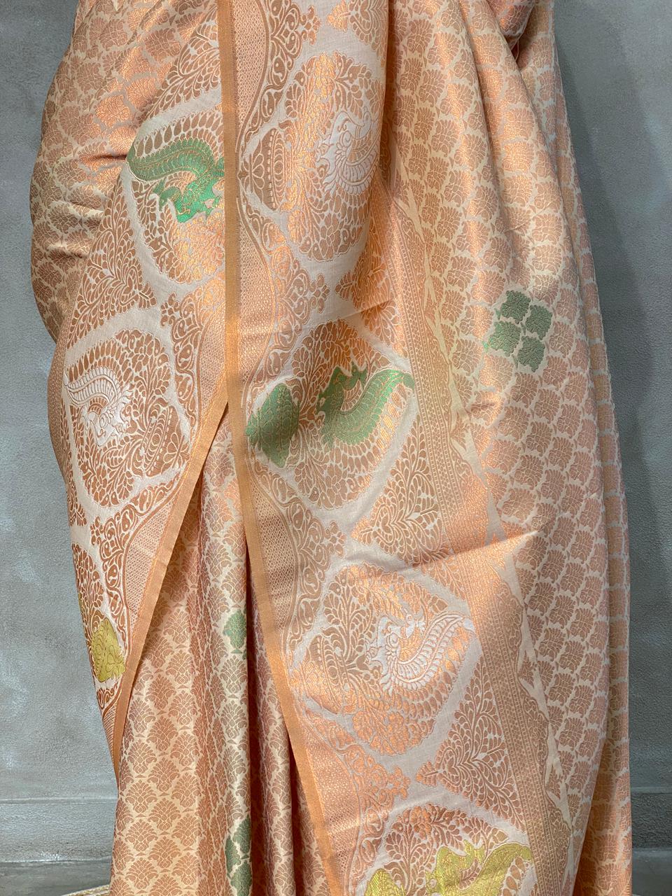Copper zari wovenbrocade Banarasi silk saree - PBSO