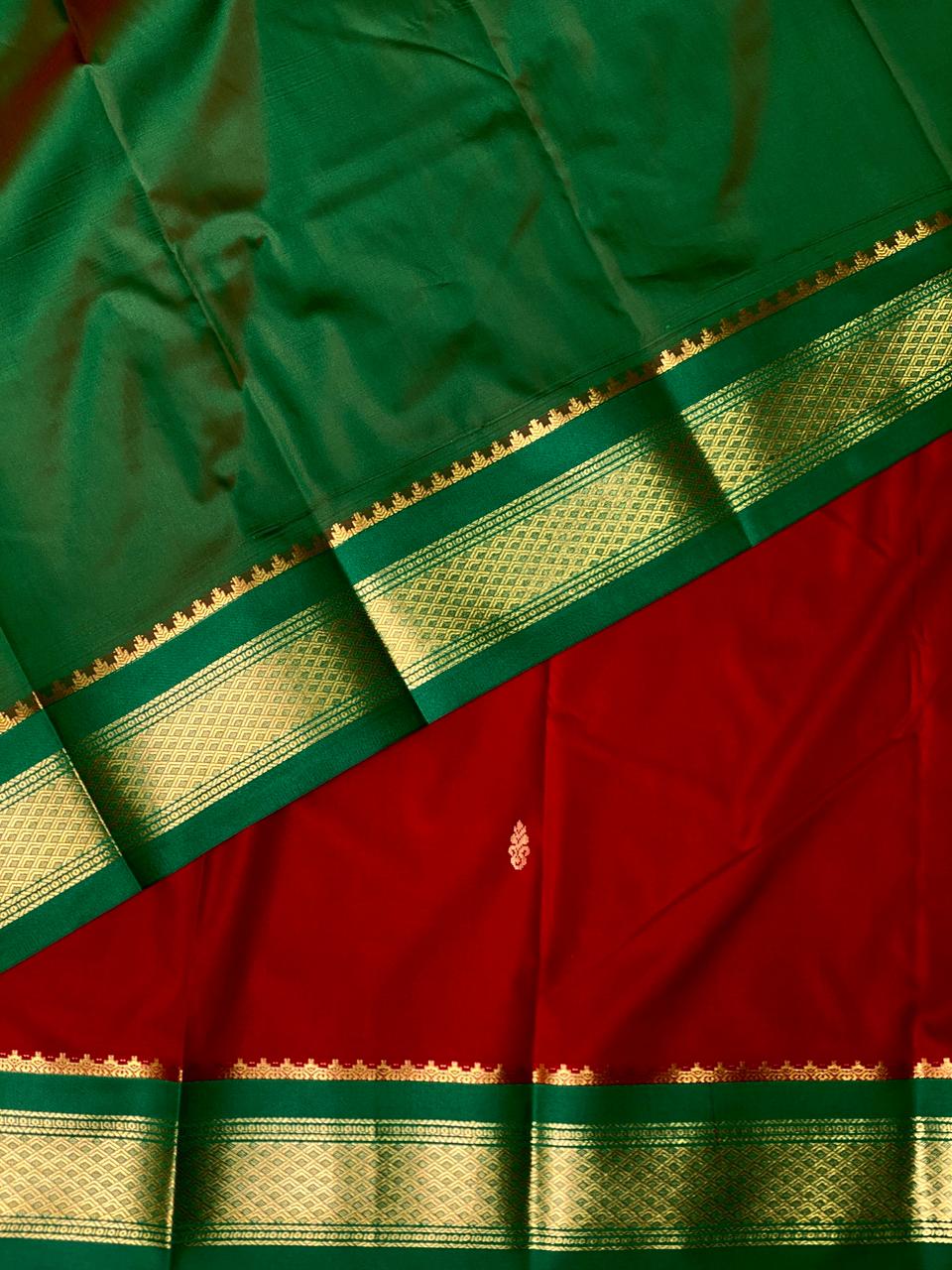 Maroon and green traditional kanchi silk saree - PSSMG