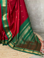 Maroon and green traditional kanchi silk saree - PSSMG
