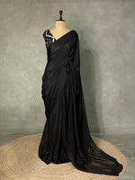 Black pure crepe Saree - PSG06