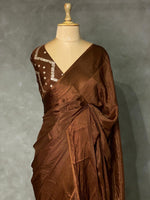 Brown pure crepe Saree - PSG07