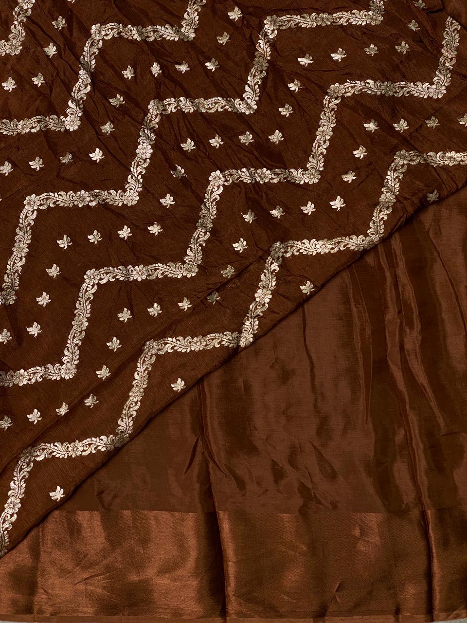 Brown pure crepe Saree - PSG07