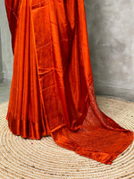 Rust orange pure crepe Saree - PSG08