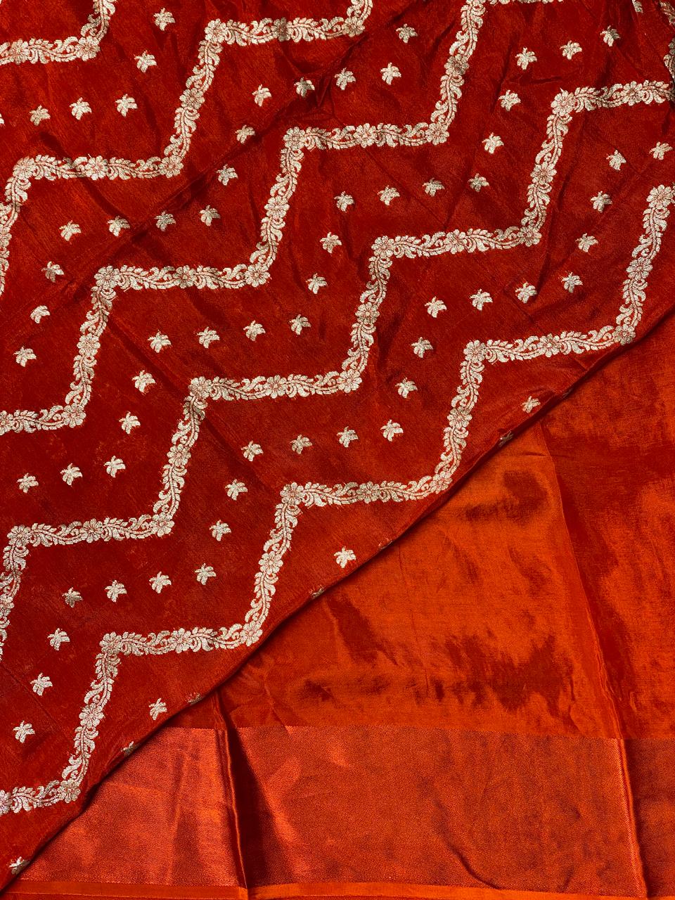 Rust orange pure crepe Saree - PSG08
