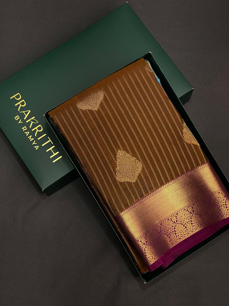 Dark olive green purple Pure Kanchipuram Silk saree - PPSILK11
