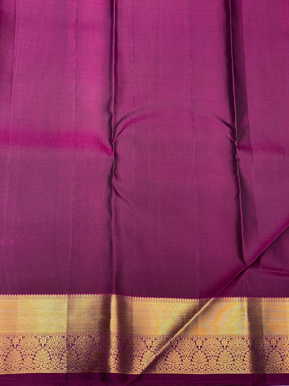 Dark olive green purple Pure Kanchipuram Silk saree - PPSILK11