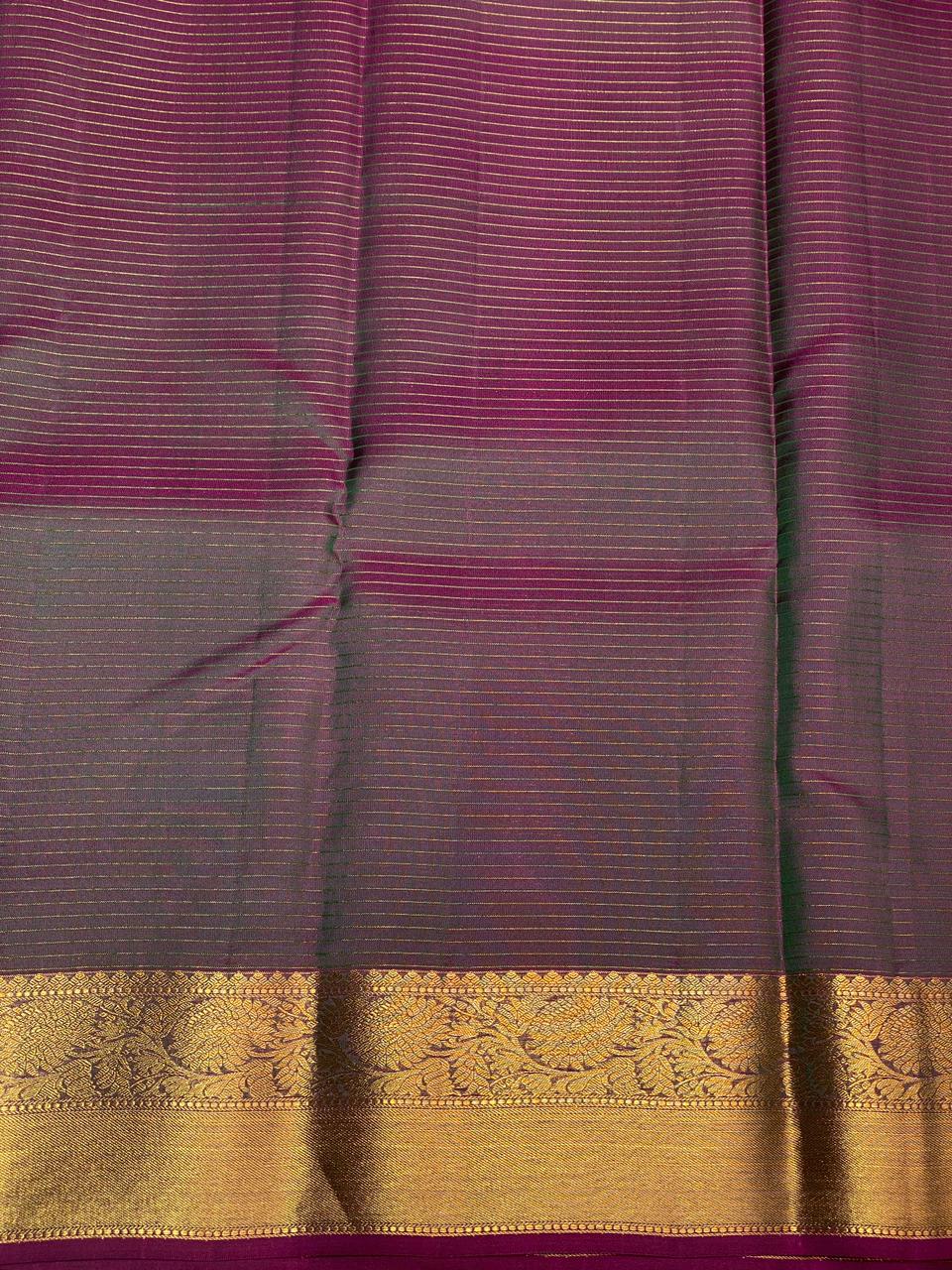 Peacock blue and purple Pure Kanchipuram Silk saree - PPSILK13