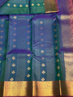 Peacock blue and purple Pure Kanchipuram Silk saree - PPSILK13