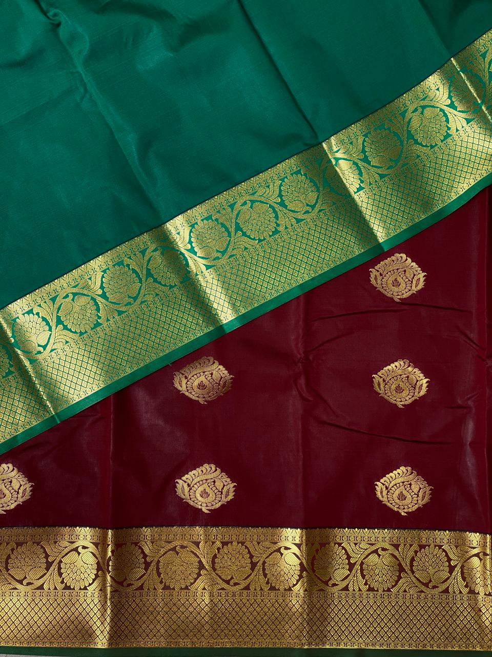 Maroon and green silk saree- PSSA