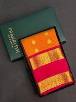 Yellow and magenta pure Kanchipuram Silk saree - PPSILK38
