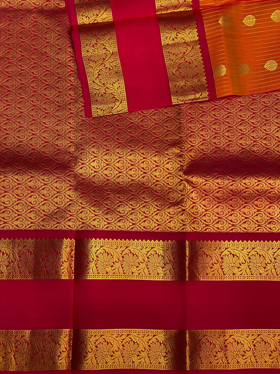 Yellow and magenta pure Kanchipuram Silk saree - PPSILK38