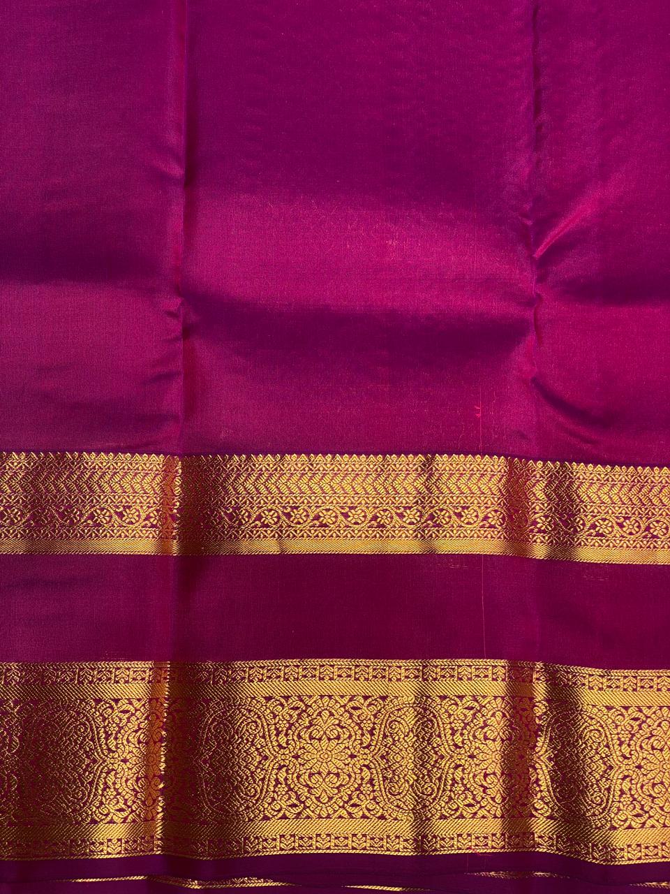 Yellow and purple pure Kanchipuram Silk saree - PPSILK38