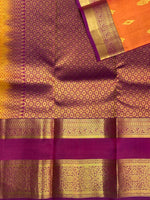 Yellow and purple pure Kanchipuram Silk saree - PPSILK38