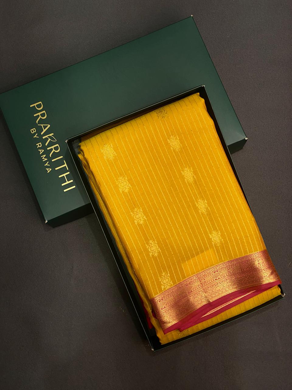 Yellow and magenta pure Kanchipuram Silk saree - PPSILK34