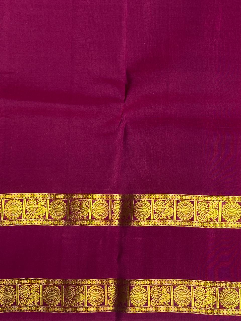 Dark mustard Yellow and purple pure Kanchipuram Silk saree - PPSILK39