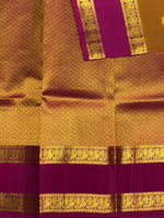 Dark mustard Yellow and purple pure Kanchipuram Silk saree - PPSILK39