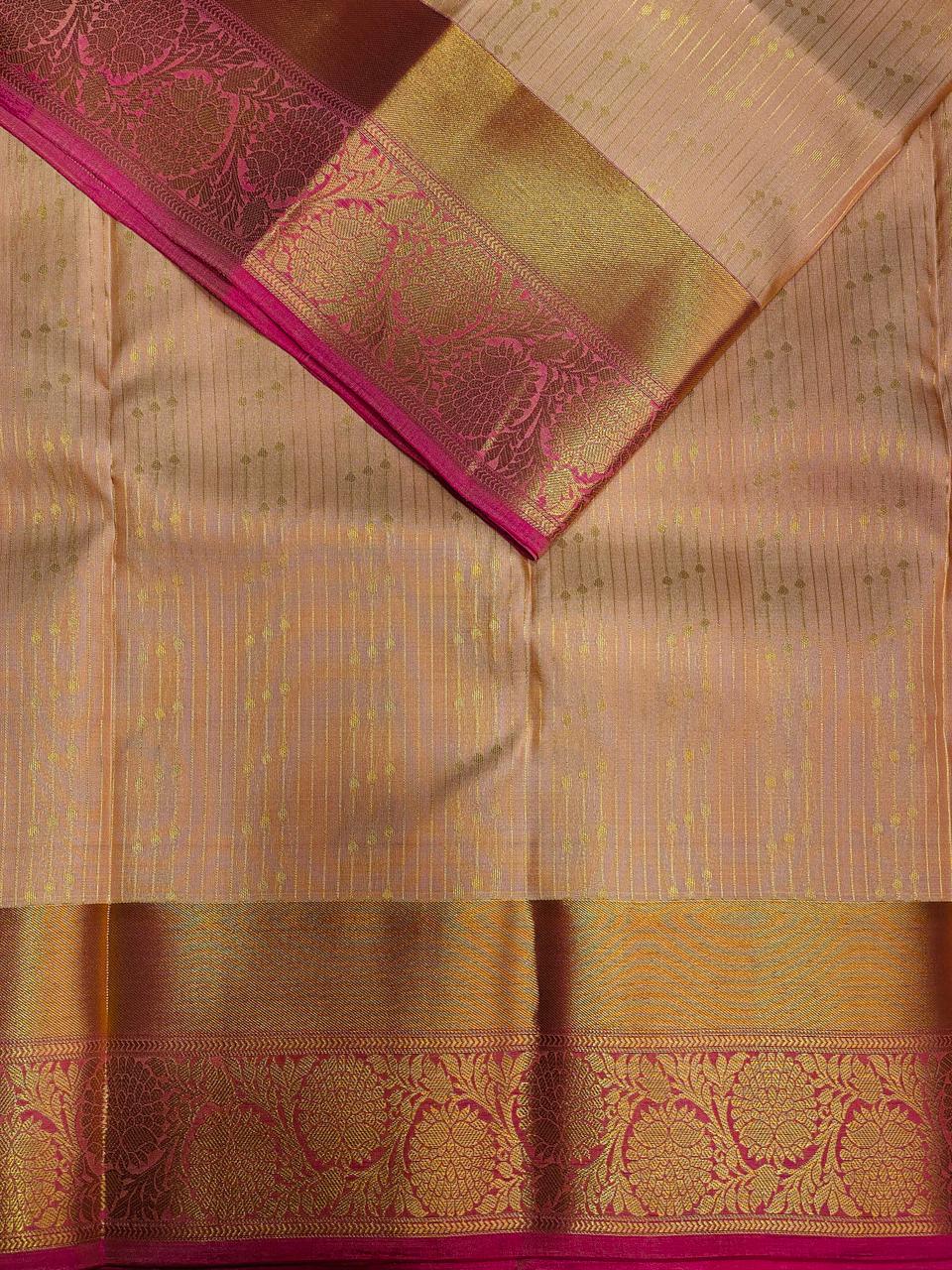 Pastal peach and magenta pure Kanchipuram Silk saree - PPSILK35