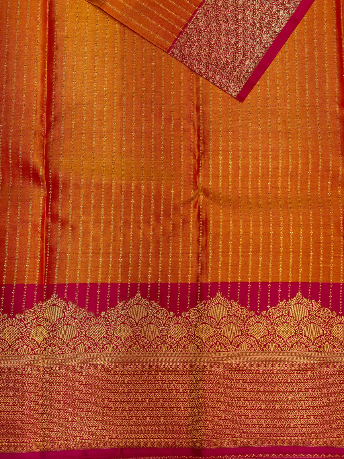 Yellow and magenta pure Kanchipuram Silk saree - PPSILK37
