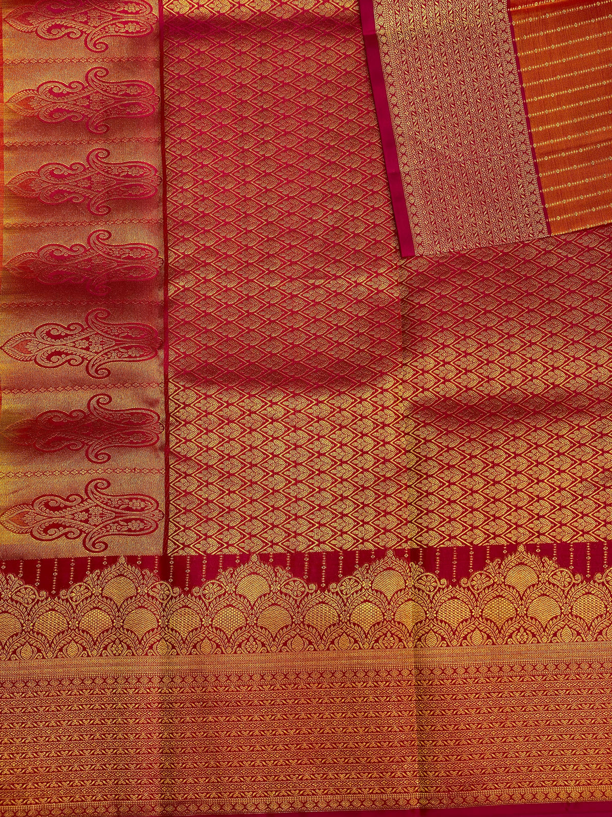 Yellow and magenta pure Kanchipuram Silk saree - PPSILK37
