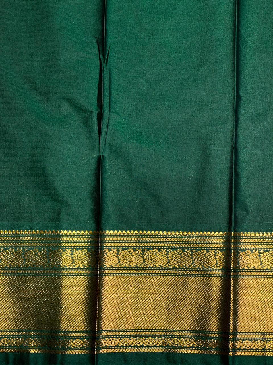 Dark brown and green kanchi silk saree - PSSPQ