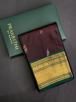 Dark brown and green kanchi silk saree - PSSPQ