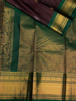 Dark brown and green kanchi silk saree - PSSPQ